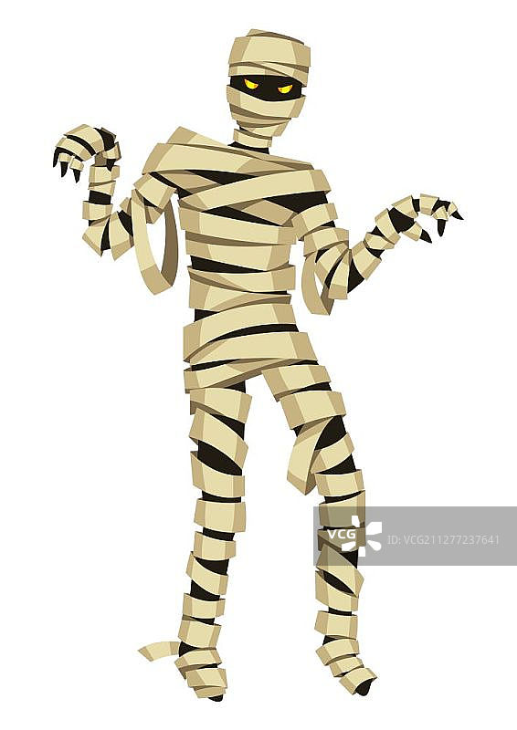 可怕的木乃伊形象（节日和派对插图或背景）图片素材