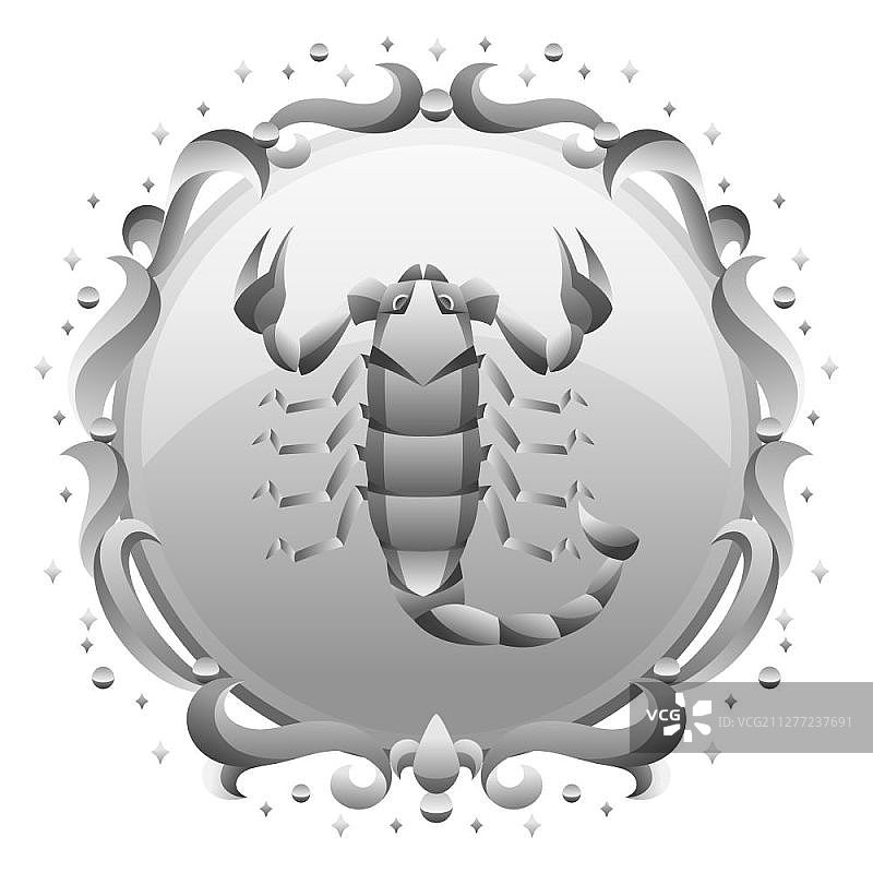 带银框的天蝎座占星符号图片素材