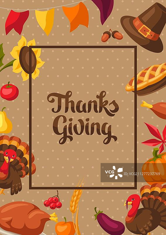 感恩节贺卡与节日物品图片素材