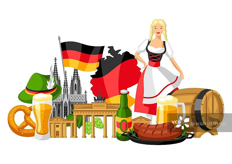 德国背景设计：德国国家传统象征和物品图片素材