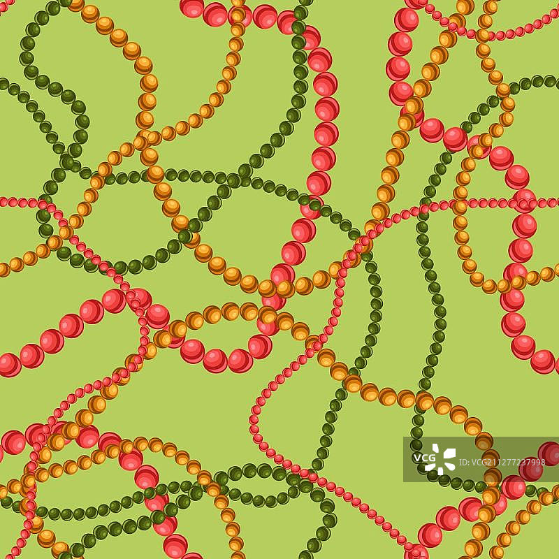 珍珠色项链无缝图案：复古风格手绘背景图片素材