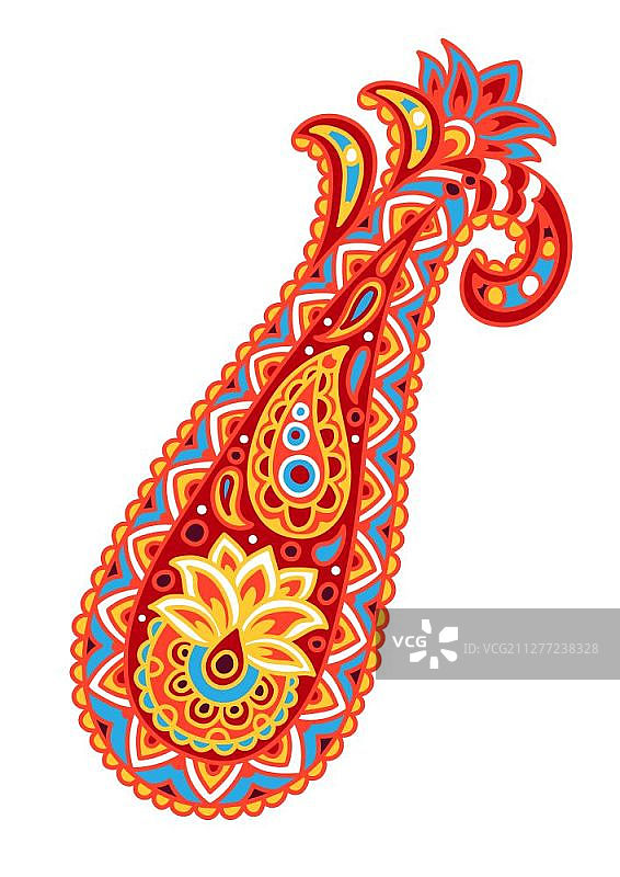 印度民族装饰佩斯利花纹，民族风莲花图案，曼海蒂曼陀罗纹身风格图片素材