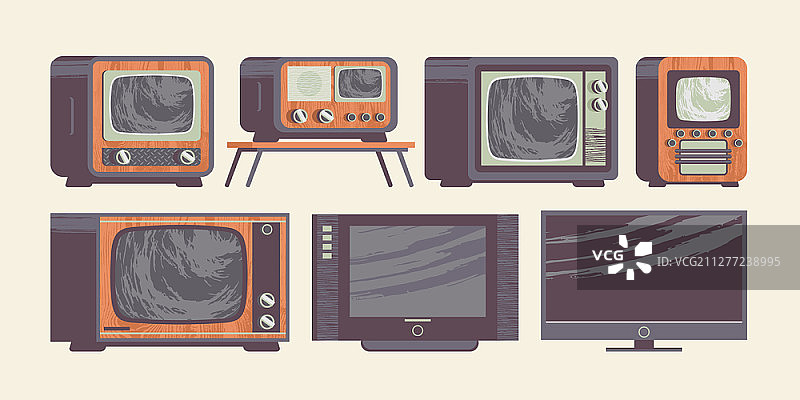 新旧电视机图标矢量素材图片素材