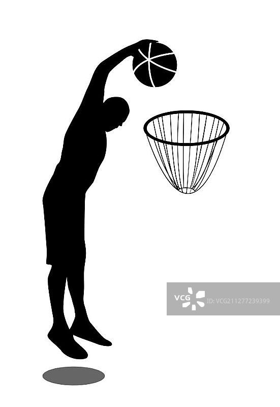 车用贴纸：从事运动的运动员，专业篮球运动员矢量插画图片素材