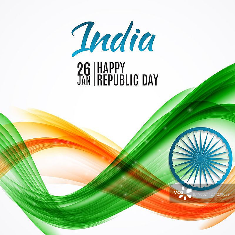 印度共和国日快乐，1月26日。矢量图EPS10图片素材