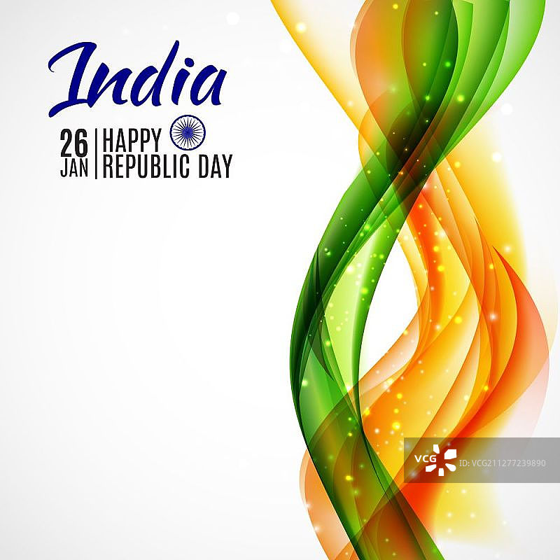 印度共和国日快乐，1月26日。矢量图EPS10图片素材