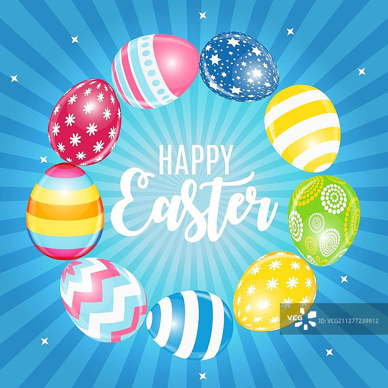 复活节快乐可爱彩蛋背景矢量插画图片素材