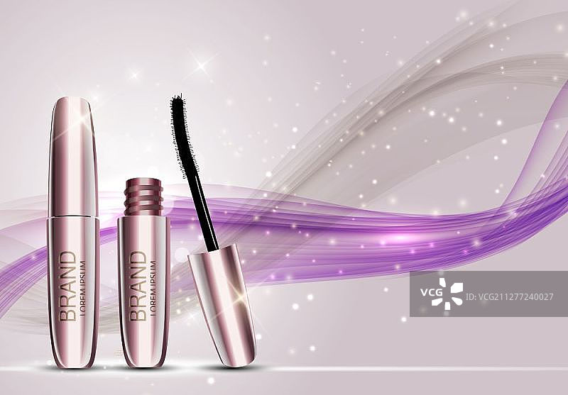 时尚美妆产品模板：睫毛膏3D插画图片素材