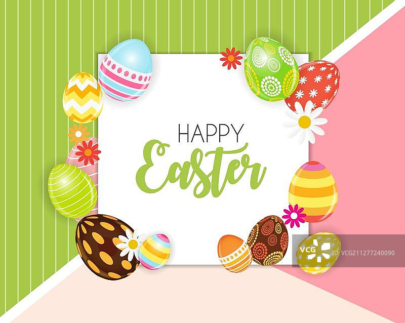 带有鸡蛋的快乐复活节背景，矢量EPS10插画图片素材