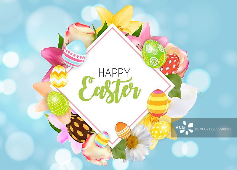 带有鸡蛋的快乐复活节背景，矢量EPS10插画图片素材