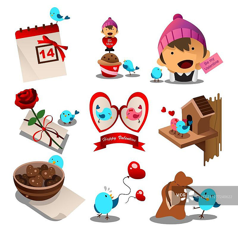 情人节图标矢量插画集图片素材