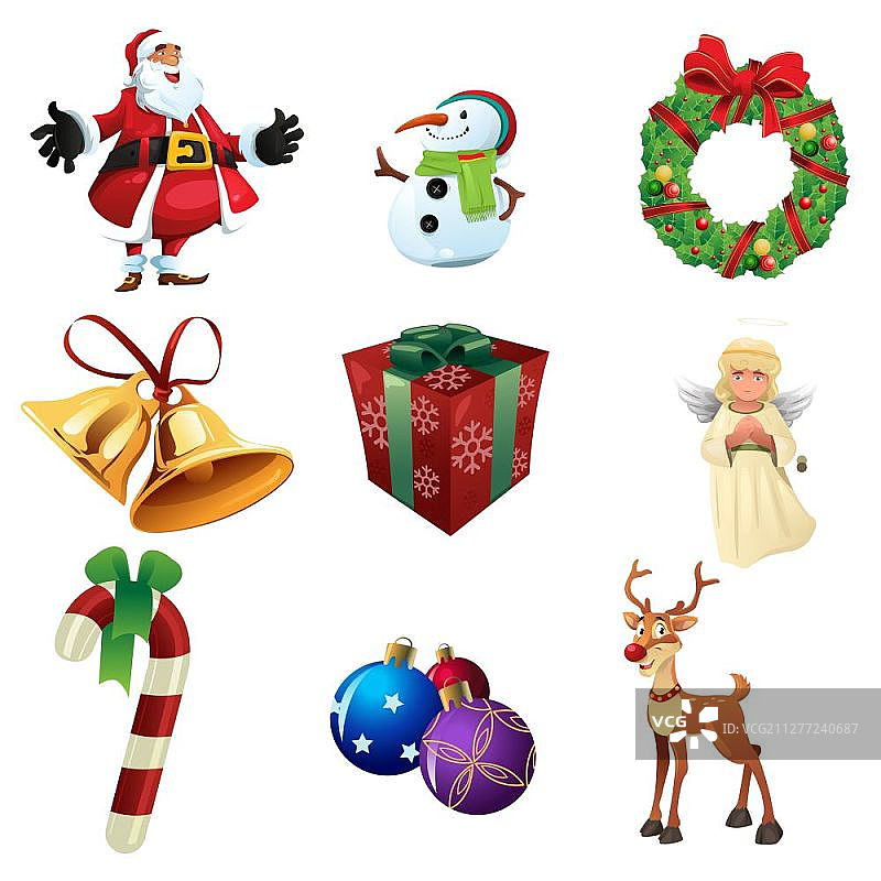 圣诞节图标集矢量插画图片素材