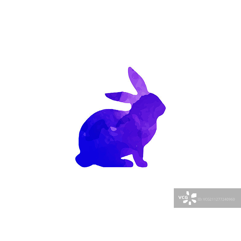 彩色兔子水彩主题矢量图图片素材