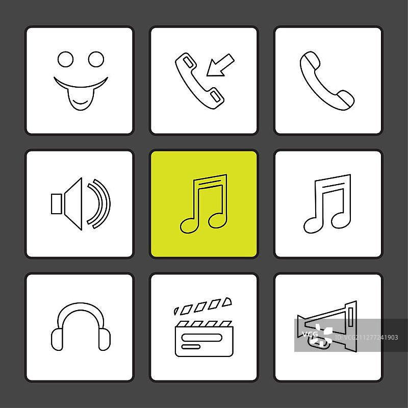 多媒体扬声器呼叫耳机麦克风网络电话音乐音频图标矢量设计扁平风格创意图标合集图片素材