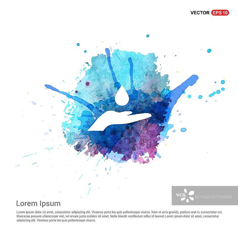 手捧水滴-水彩背景图片素材