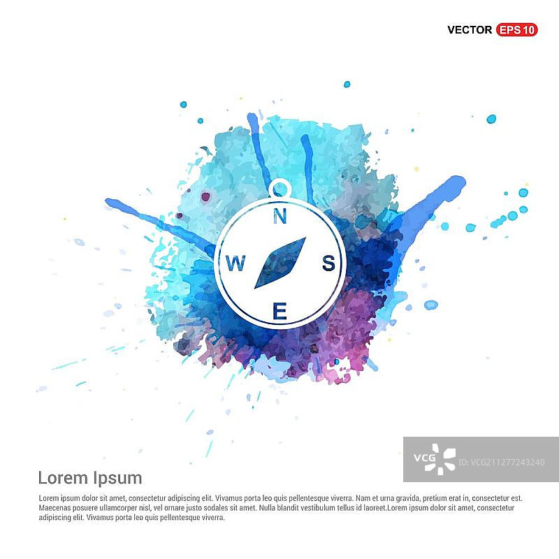 水彩背景上的指南针图标图片素材