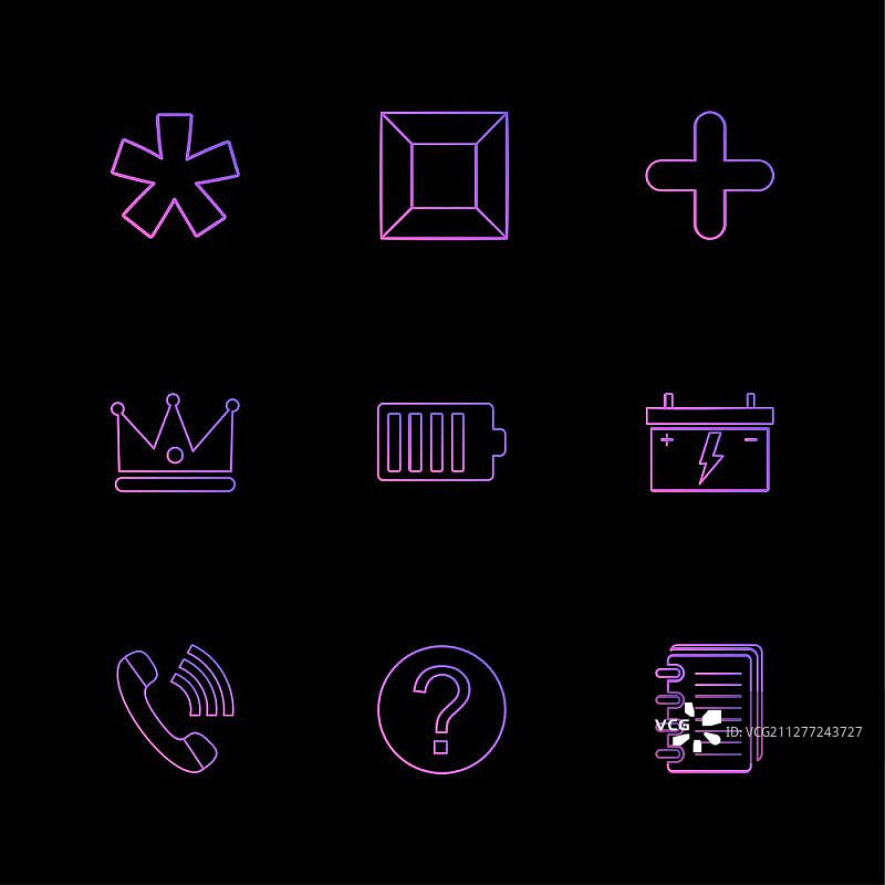 国王呼叫日记电池形状电子时间生态图标矢量设计扁平风格创意图标三角形正方形六边形五边形电池电力图片素材