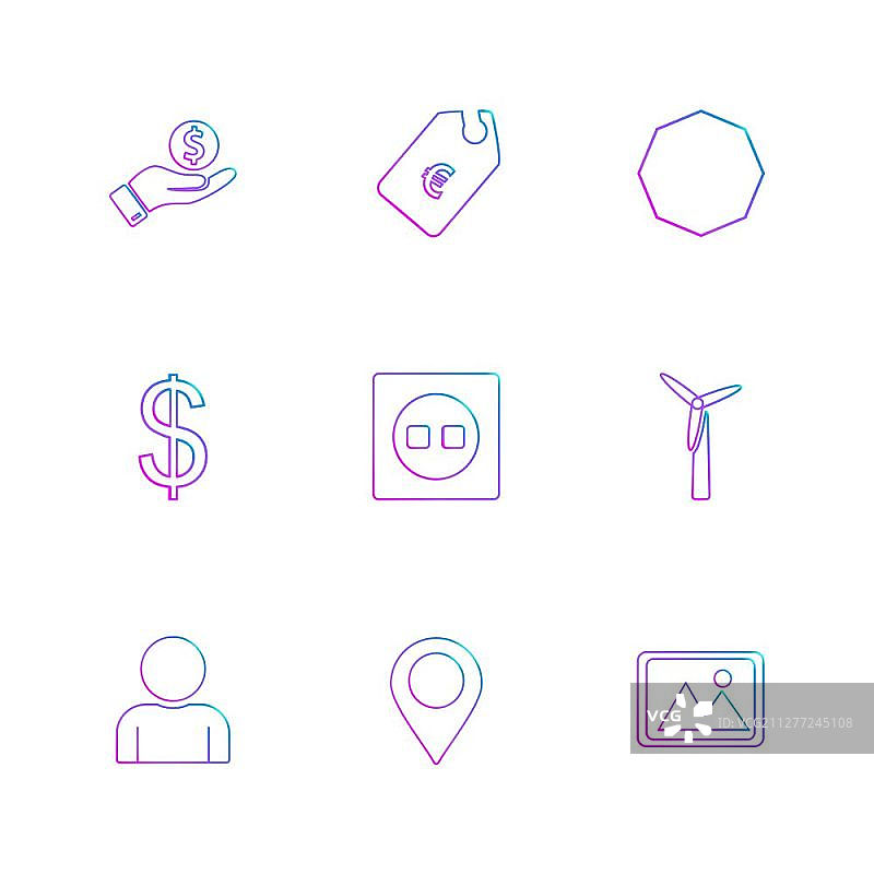 标签、导航、美元、货币、图像、形状、电子、时间、生态、图标、矢量、设计、扁平、合集、风格、创意、三角形、正方形、六边形、五边形、电池、电力图标设计图片素材