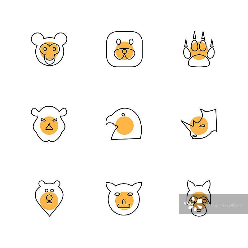 宠物、动物、野生动物、鸟类图标合集图片素材