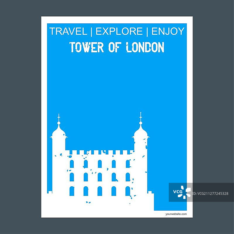 英国伦敦塔纪念碑宣传册扁平风格矢量图片素材