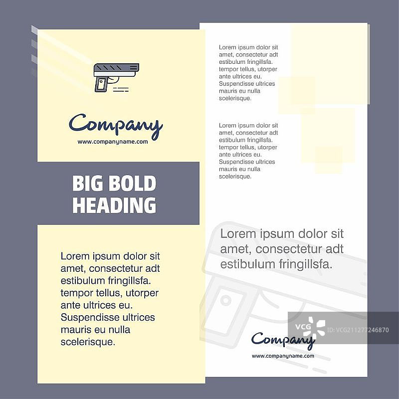 枪械公司宣传册标题页设计。公司简介、年度报告、演示文稿、宣传单矢量背景图片素材