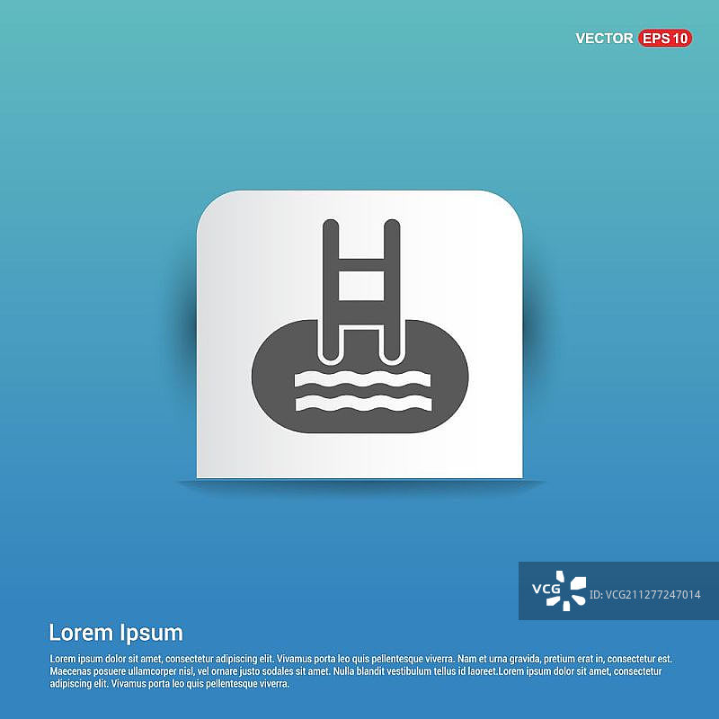 室内游泳池图标 - 蓝色贴纸按钮图片素材