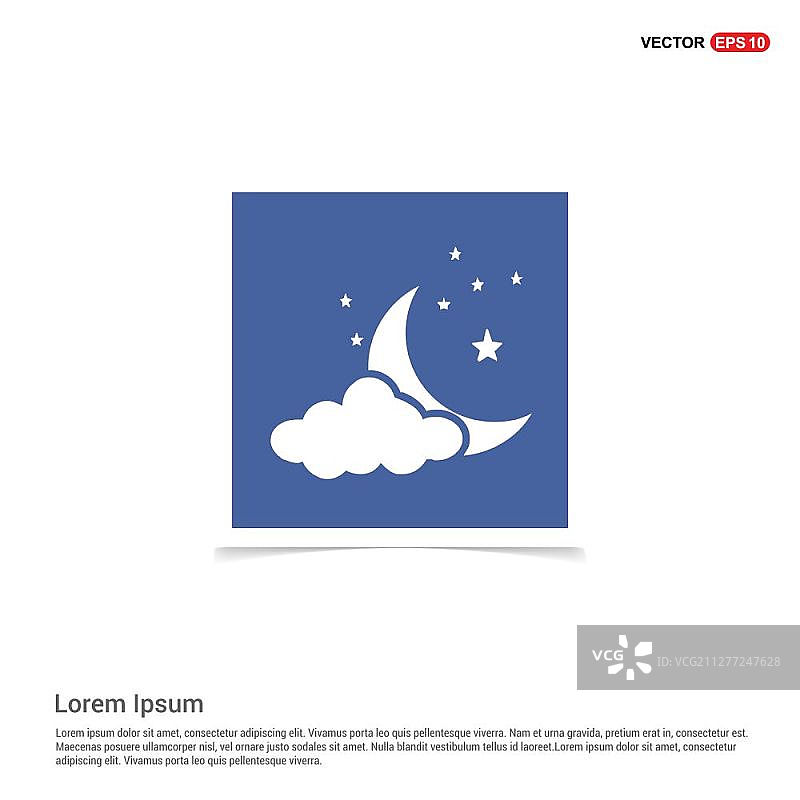 云朵、星星、月亮图标蓝色相框图片素材