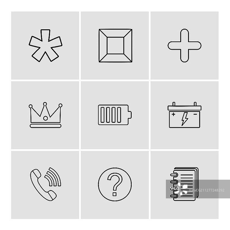 国王呼叫日记电池形状电子时间生态图标矢量设计扁平风格创意图标三角形正方形六边形五边形电池电力图片素材