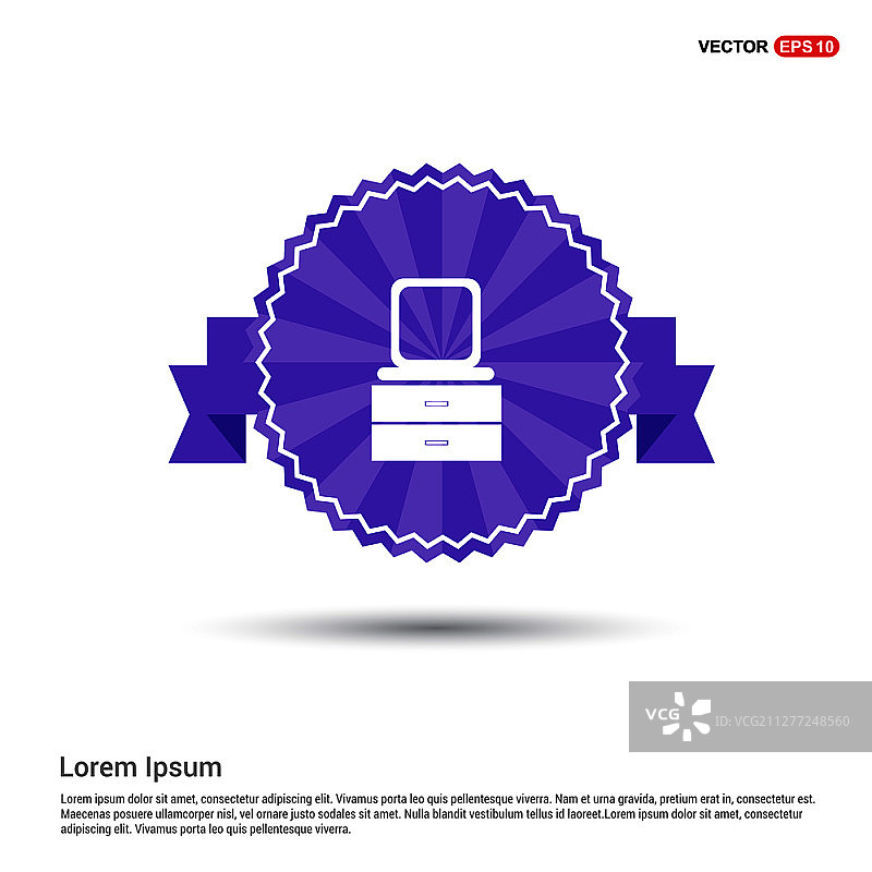 带镜子梳妆台的紫色横幅图标图片素材