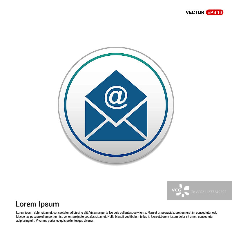 白色圆形按钮上的邮件图标图片素材