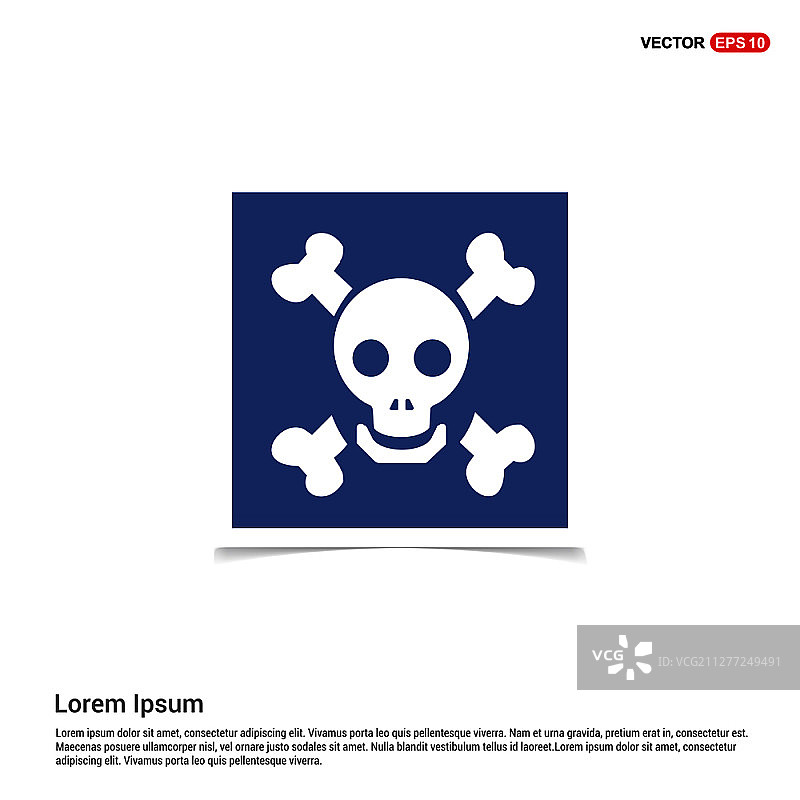 万圣节骷髅图标 - 蓝色相框图片素材