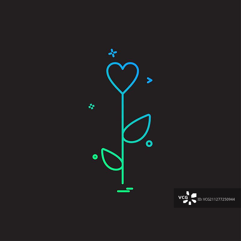 情人节心形玫瑰花图标矢量设计图片素材