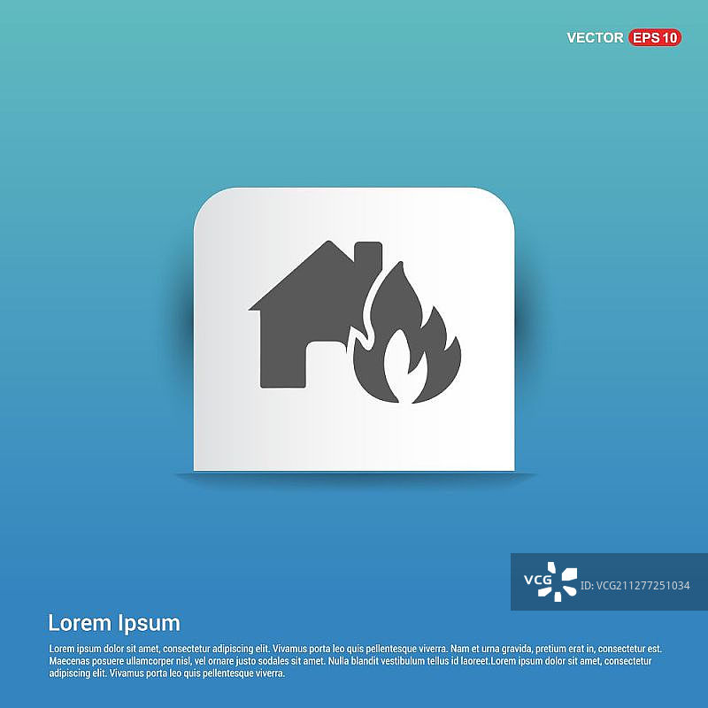 房屋着火图标-蓝色贴纸按钮图片素材