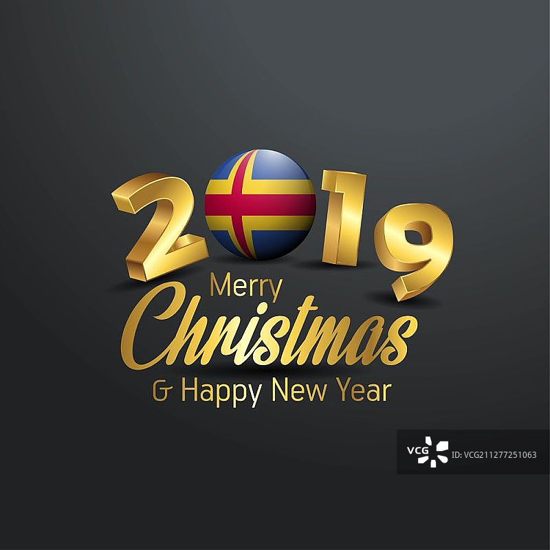 奥兰群岛旗帜2019圣诞节排版新年抽象背景图片素材