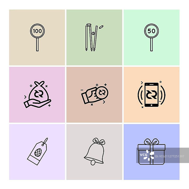 100分、本垒打、三柱门等图标矢量设计图片素材