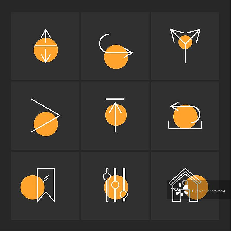 均衡器、主页、标签、箭头、方向、头像、下载、上传、应用、用户界面、比例、重置消息、上下左右图标矢量设计扁平风格创意图标合集图片素材