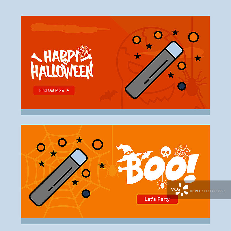 带有魔术棒的万圣节快乐邀请函设计矢量图片素材