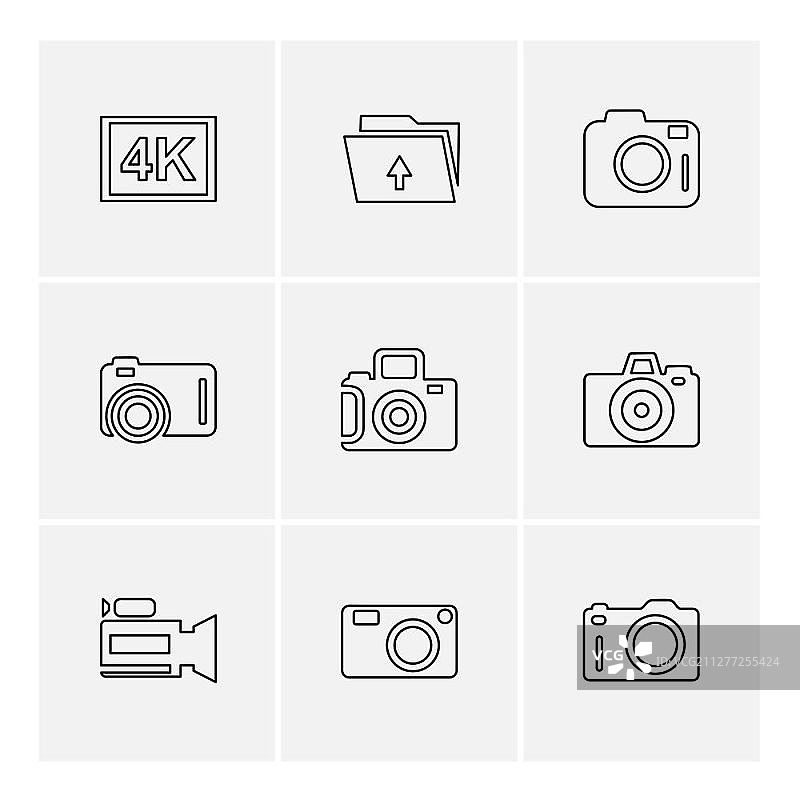 相机、录音机、摄影、图像、电视、视频、麦克风图标设计图片素材