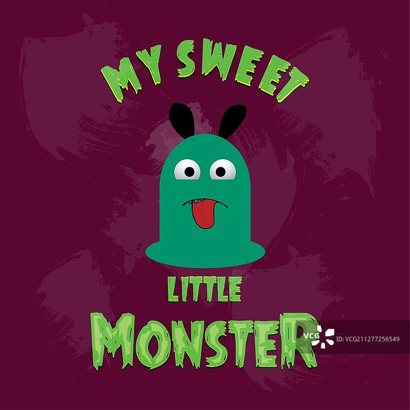 我的甜蜜小怪兽卡片设计矢量图图片素材