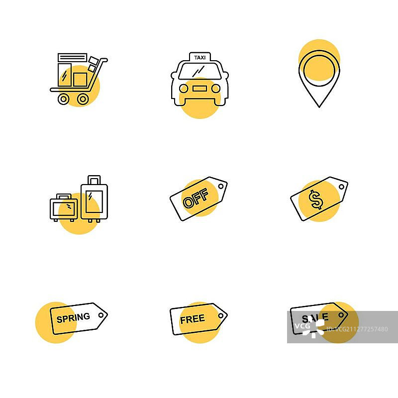 旅行购物标签折扣图表美元货币图标矢量设计扁平风格创意图标图片素材