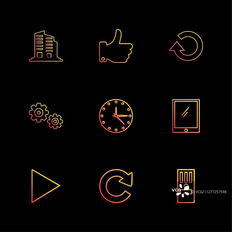 重置平板电脑CPU时钟设置矢量图标合集图片素材