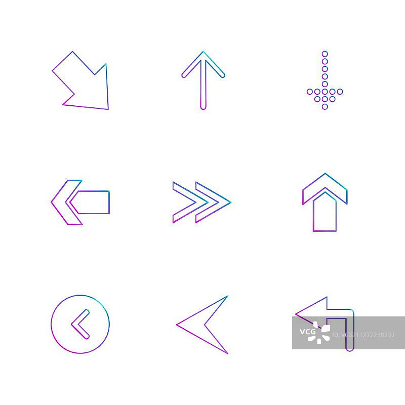 后退、上传、向下、箭头、方向、左、右、指针、下载、向上、播放、暂停、前进、后退图标矢量设计扁平风格创意图标合集图片素材