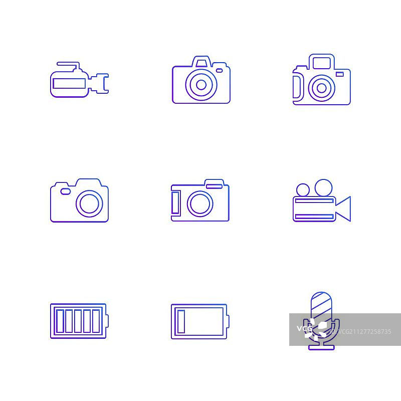 相机、录音机、摄影、图像、电视、视频、麦克风图标设计图片素材