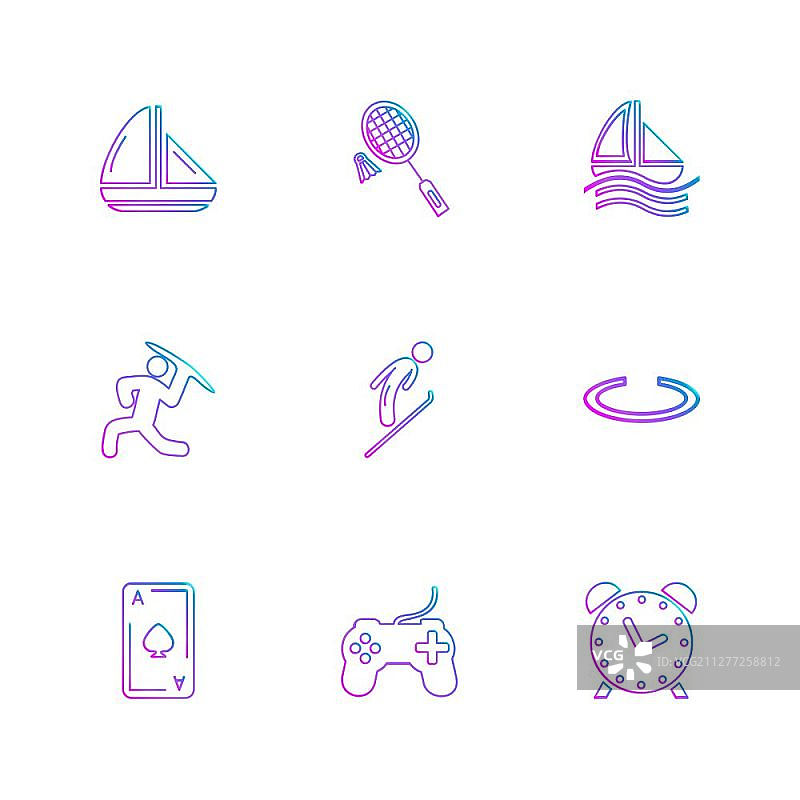 体育运动、游戏、夏季、海滩、手推车、饮料、食物、图表、服装、图标、矢量、设计、扁平风格、创意图标合集图片素材