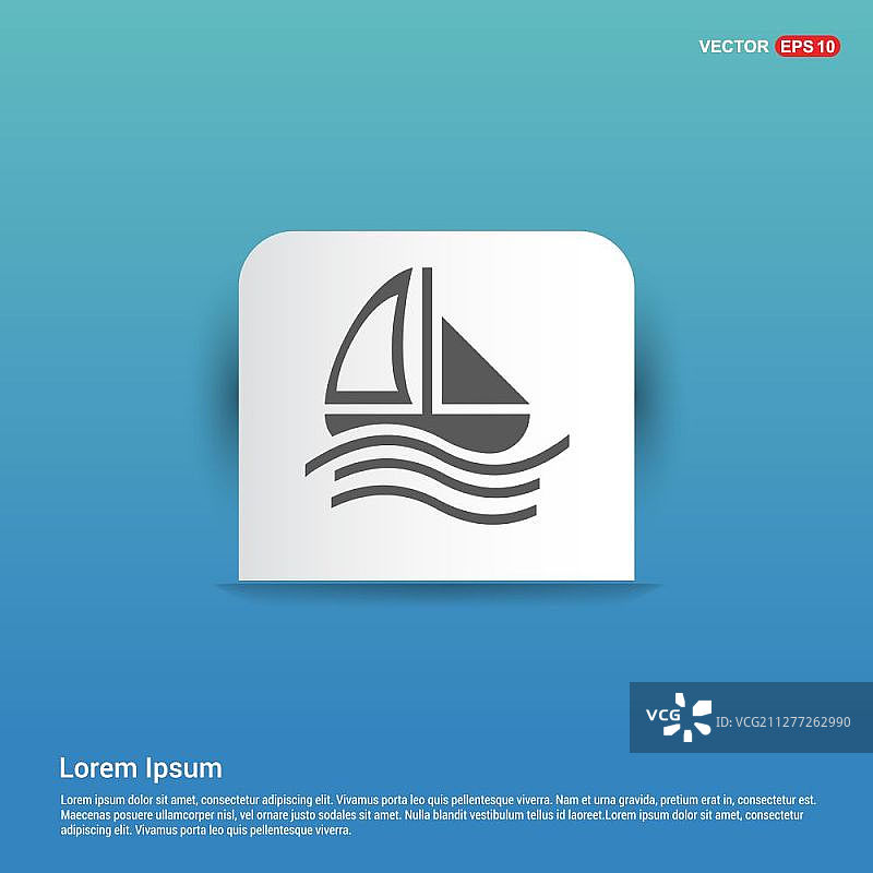 蓝色船图标贴纸按钮图片素材