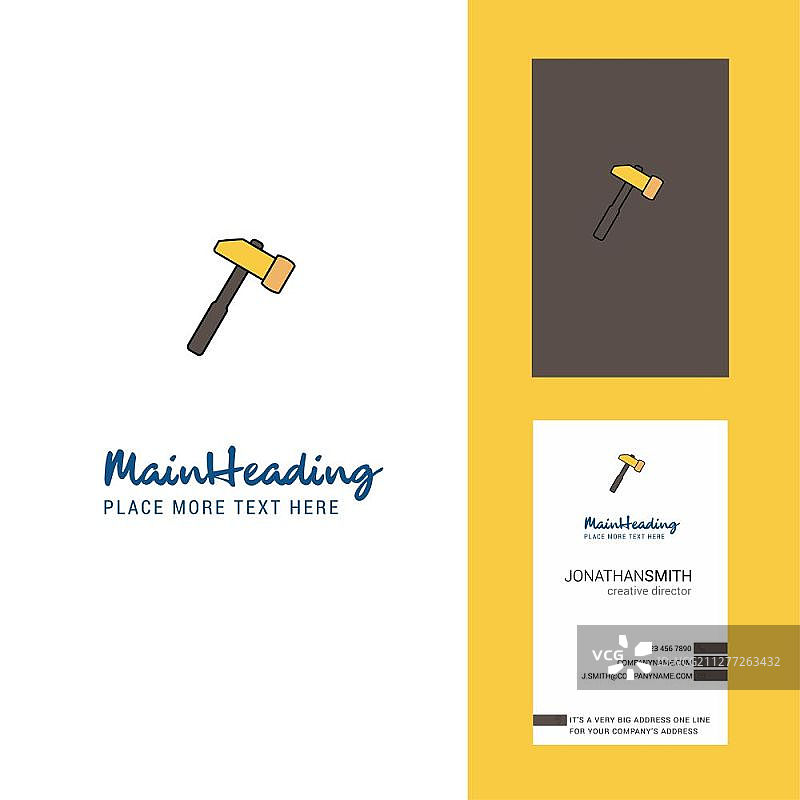锤子创意Logo和名片。竖版设计矢量图片素材