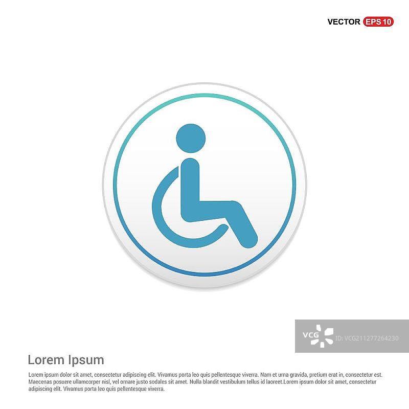 残疾人图标 - 白色圆形按钮图片素材