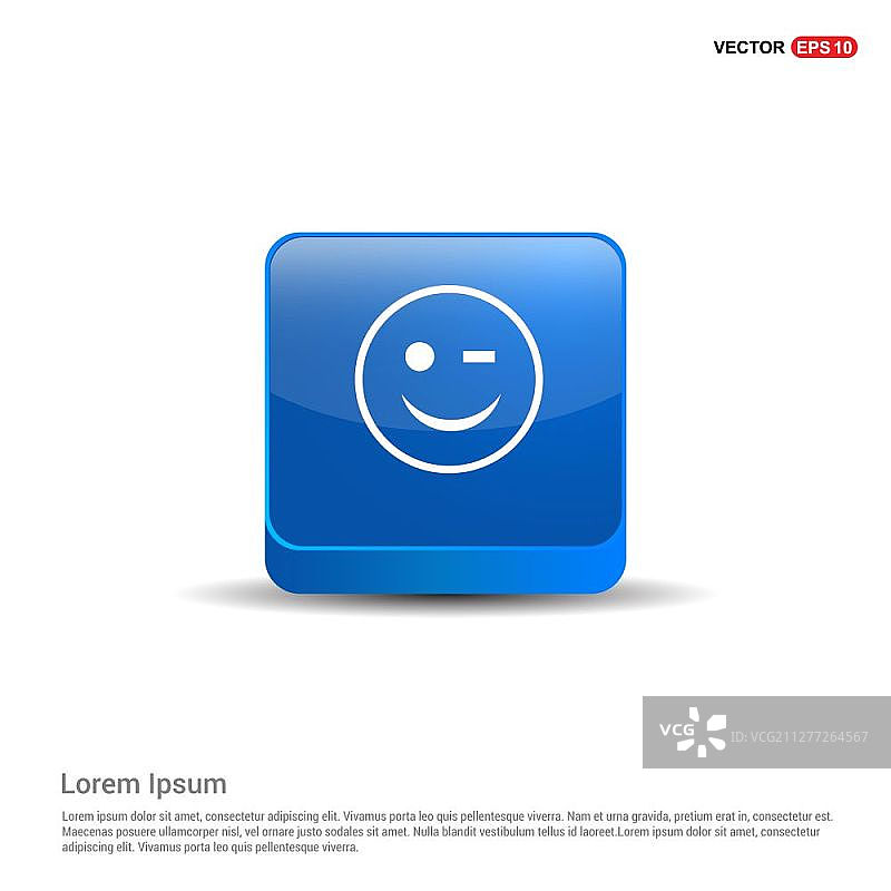 微笑图标，面部图标 - 3D蓝色按钮图片素材