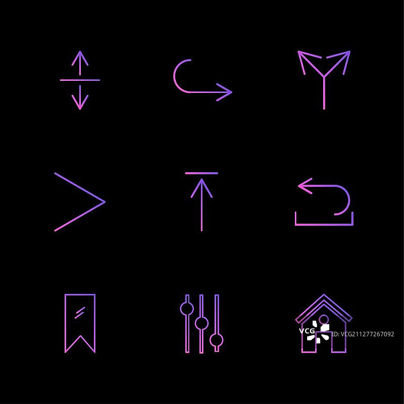 均衡器、主页、标签、箭头、方向、头像、下载、上传、应用、用户界面、比例、重置消息、上下左右图标矢量设计扁平风格创意图标合集图片素材