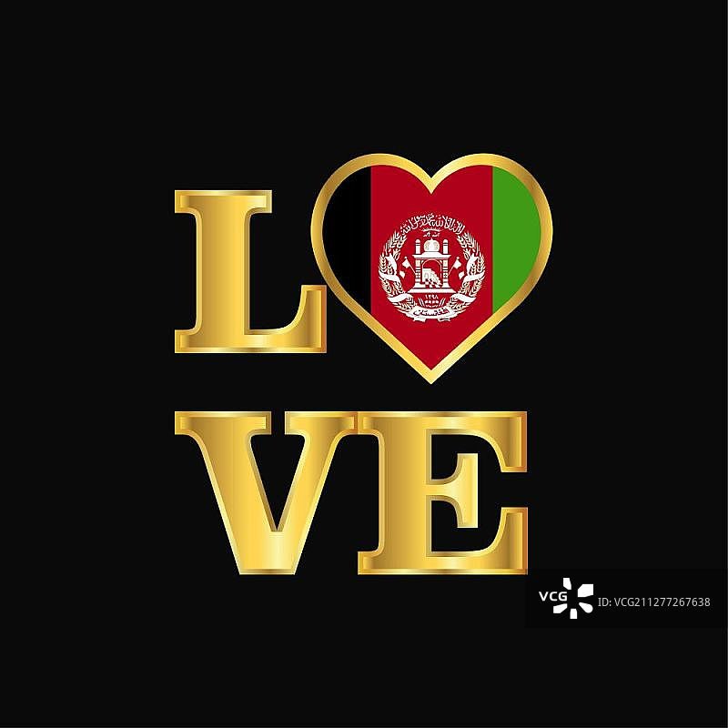 阿富汗国旗设计金色字体排版图片素材